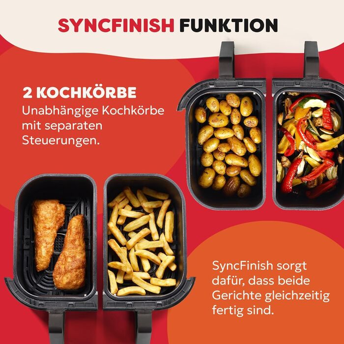 Фритюрниця повітряна Vortex Plus ClearCook 5.7L, чорна, 6-в-1, 1700W, з вікном, 8L