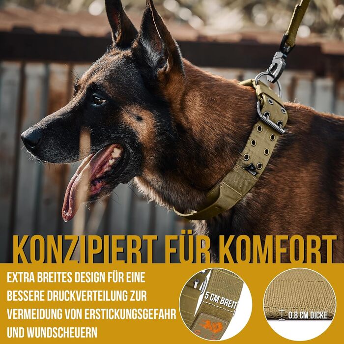 OneTigris Пояс для собак 5 см з ручкою та патчем, великі породи (XL, Коричневий)