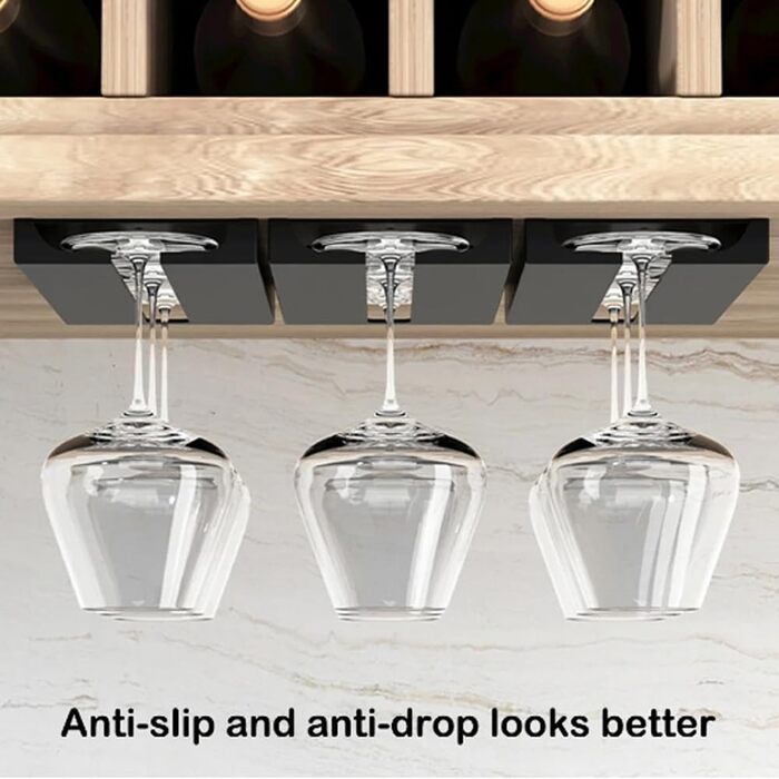 Тримачі для келихів вина Anicy (2 шт.) - підвісні, настінні, для кухні, бару, ресторану (чорний)