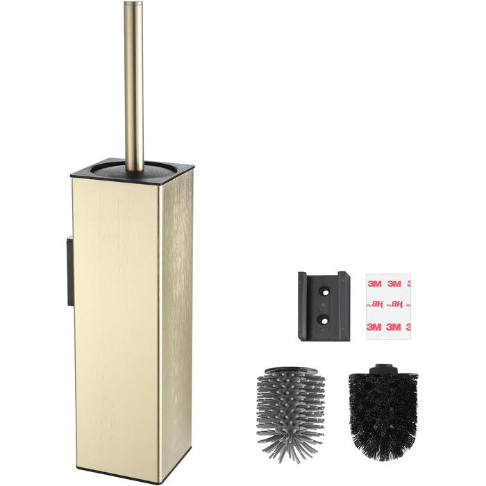 Настінна щітка для туалету BVL з кріпленням без свердління, набір з 2 насадки, силіконова щітка для унітазу, кутова, білий матовий колір