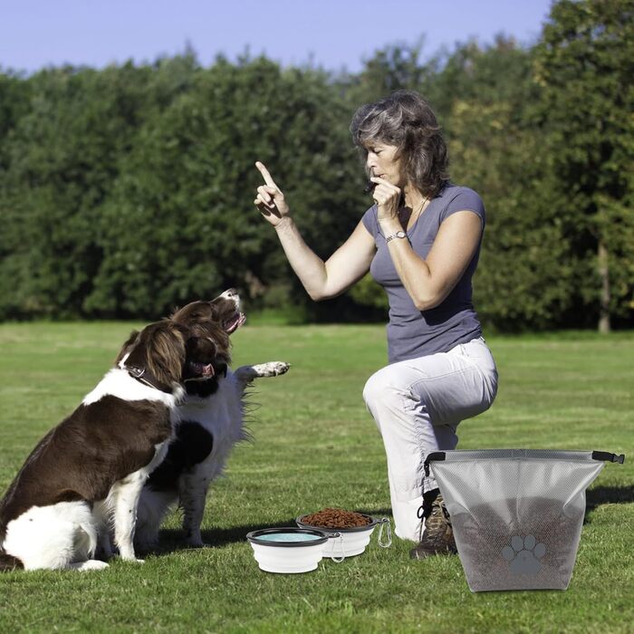 Набір для годування собак: сумка-органайзер з двома складними мисками, BPA-free, для подорожей, кемпінгу, авто