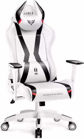 Ігрове крісло Diablo X-Horn 2.0 King (XL), біле, ергономічне, 3D підлокітники, офісне, з подушками для шиї та попереку, екошкіра, гойдалка
