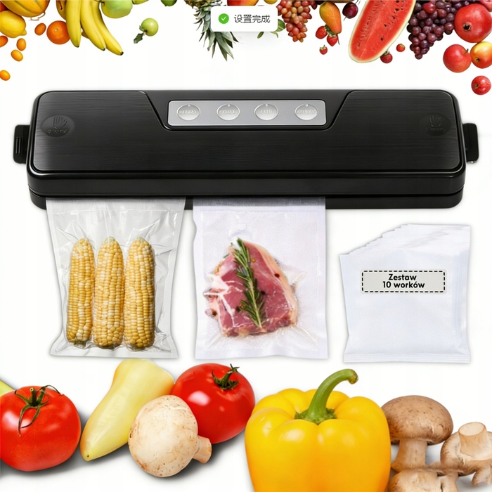 Вакууматор для продуктів, вакуумний пакувальник 120-140 Вт, чорний