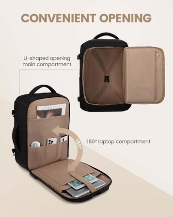 Чорний жіночий рюкзак LOVEVOOK 50L для подорожей, авіаперельотів та роботи, 17 дюймів