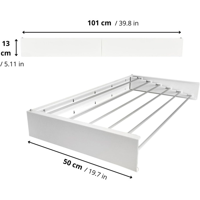 Сушарка для білизни FoxyDry HIDE настінна розкладна - для дому/вулиці, складна - 71x35x13 см (28', Білий (Лімітована серія))