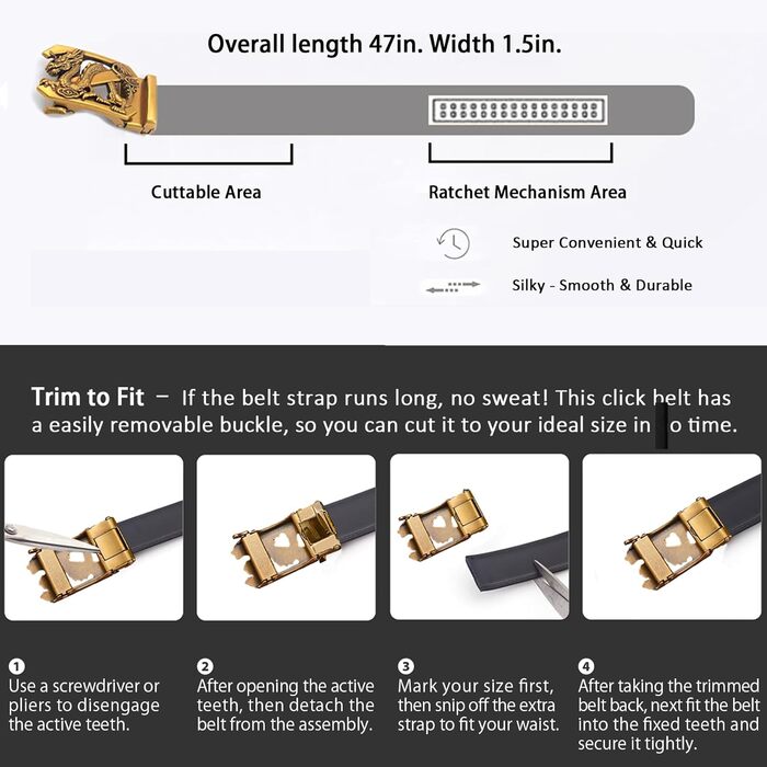 Чоловічий шкіряний ремінь з гравіюванням, вінтажний, з логотипом дракона, автоматична застібка, чорний, 122.5 см