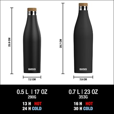 SIGG - Insulated Drinking Bottle - Meridian - Leak-proof - Extra slim - BPA-free - Plastic-free - Double-walled 18/8 stainless steel - Bamboo screw cap - 0.5L / 0.7L