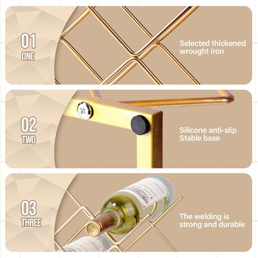 Стійка для вина Drincarier на 5 пляшок, золотиста, металева, для дому, на стіл, для шафи, комори, зберігання вина