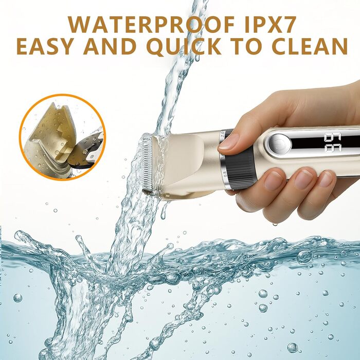 Професійна машинка для стрижки тварин IPX7: тиха, бездротова, для собак та котів. Підходить для всіх типів шерсті