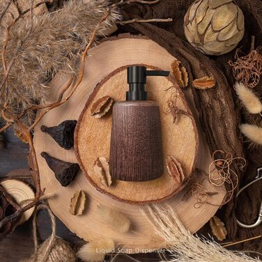 Дозатор для мила ручної роботи з темного дерева, пластиковий насос, елемент декору ванної кімнати, багаторазовий дозатор, пляшка для душу, неслизьке дно, довговічний та стильний