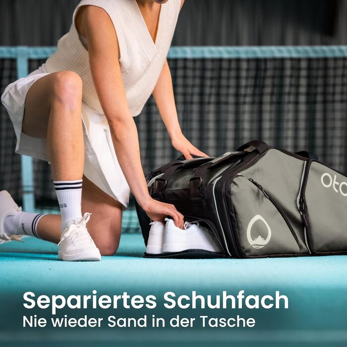 Otaro 82L Premium Tennis Bag | Badminton, Padel & Squash Racket Bag | Unisex Tennis Backpack for Coaches - Green/Gray