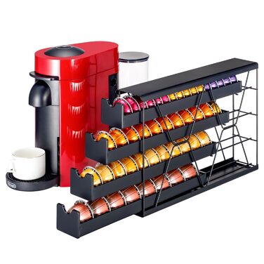 Органайзер для капсул Nespresso та Vertuo металевий, чорний - три яруси, до 30 капсул