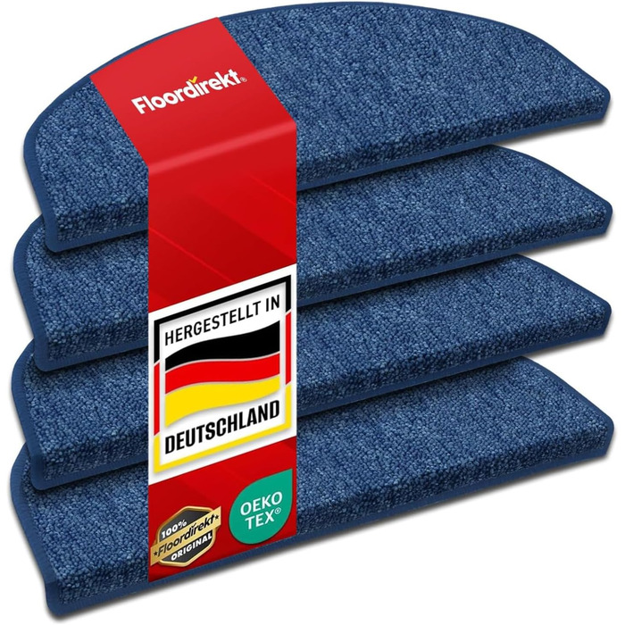 Килимок на сходинки Floordirekt 15 шт., 65x23 см, темно-синій (Лондон), самоклеючий, для внутрішніх сходів