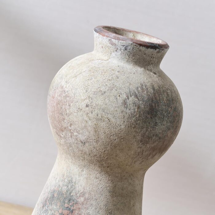 Керамічна ваза, блакитно-коричневий дизайн, ваза в скандинавському стилі для декору, сучасна ваза для вітальні, спальні, кухні, передпокою, ванної кімнати (натуральний коричневий, 20 см)