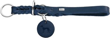 HUNTER Dressurhalsung SOLID EDUCATION: Нашийник для конкурного верхового лицемірювання, міцне шкіряне плетіння, з кільцем-остановкою, Made in Germany, темно-синій, розмір M-L