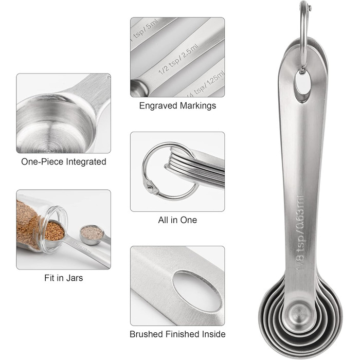 Smithcraft Measuring Cup and Spoon Set, Copper Measuring Cups and Spoons for Baking and Kitchen, Stainless Steel Measuring Cups and Spoons for Dry and Liquid Ingredients, Metal, 7 Measuring Cups and 6 Spoons