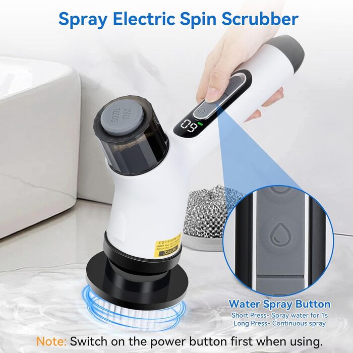 Електрична щітка для прибирання OTRAKI з 7 насадкоми: для ванної, кухні, плитки, авто