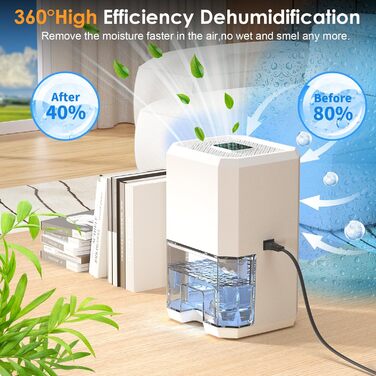 Електричний осушувач повітря 2800 мл: тихий осушувач для дому з нічним режимом, 7 кольорів підсвічування, таймером, портативний для ванної кімнати та спальні
