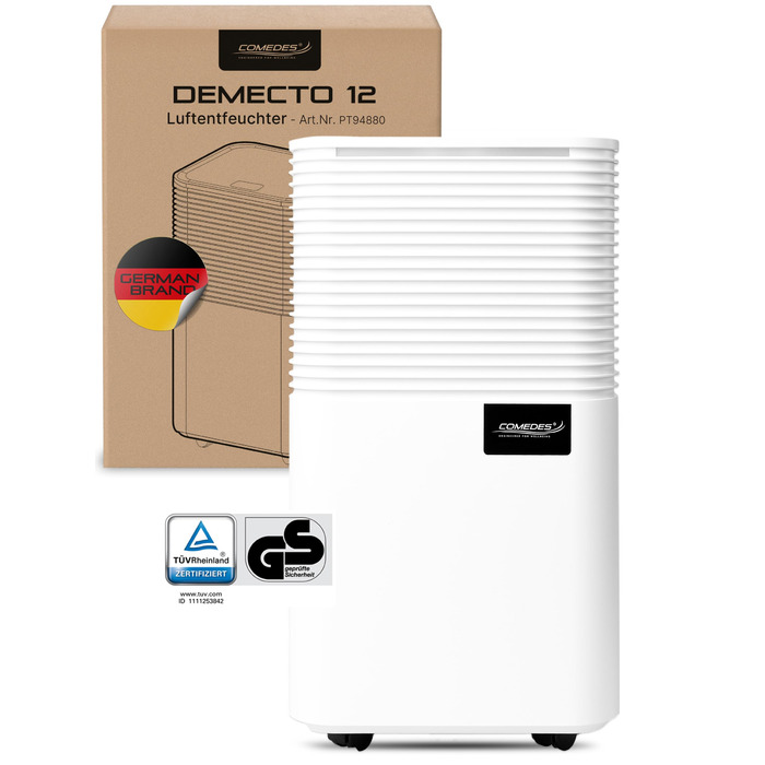 Зволожувач повітря Comedes® Demecto 12 - 12л/24г, тихий, з роликами, для дому та офісу до 25м²