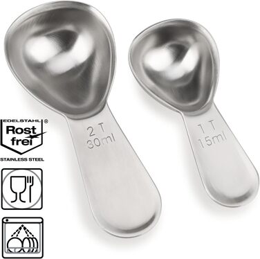 Набір дозувальних ложок для кави COM-FOUR® з нержавіючої сталі (30ml + 15ml)