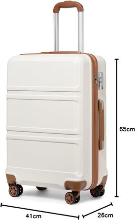 Чемодан-валіза KONO з ABS+PC: легкий, з TSA-замком та 4 колесами, 65 см, кремовий