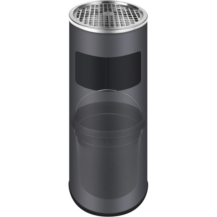 WELLGRO Standaschenbecher з нержавіючої сталі 2в1 для вулиці: попільничка та сміттєвий бак сірого кольору. Великий попільничник для тераси, входу та комерційних приміщень, стійкий до погодних умов.