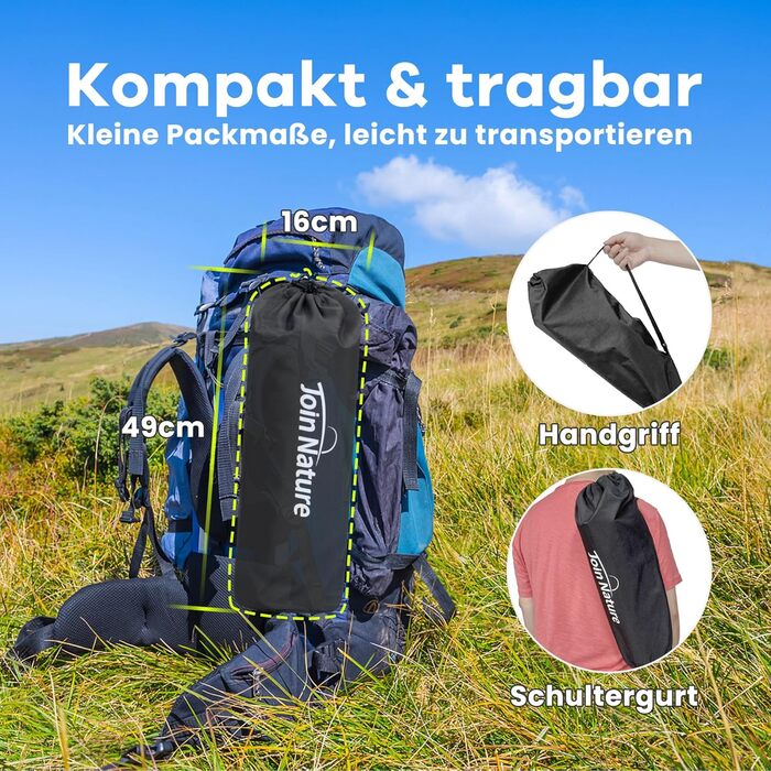 Кемпінгове ліжко Join Nature Ultraleicht: легке, складане, для дорослих, чорне