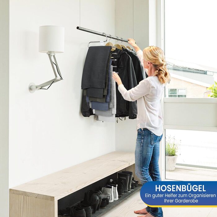 Фальшбугель для штанів DAMITA - 2 шт. (білий) - фальшбугель, органайзер для шафи, штани, джинси, спідниці, шарфи, для жінок та чоловіків