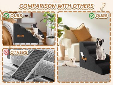 Сходинки для собак та котів ROMROL – 4 сходинки, чорного кольору, з неслизьким покриттям, Memory Foam, для захисту суглобів, легко миються