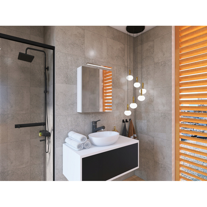 Шафа у ванну кімнату з дзеркалом та LED-підсвіткою Better Home, 50 x 60 x 14 см