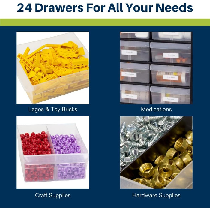 Akro-Mils 10124 Plastic Parts Storage Box with 24 Drawers, 20