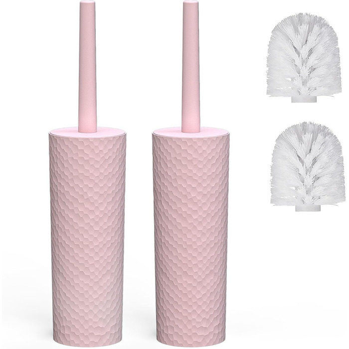 Набір для чищення унітазу Rose: 2 шт. щітки з зручним пластиковим руків'ям та м'якою щетиною, 4 насадки, ергономічний дизайн, для ванної кімнати та туалету