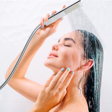 Delnet Classic High-Pressure Showerhead, Chrome, Traditional Telephone Style, Handheld Showerhead and 1.5m Hose (Modern, Polished Chrome)