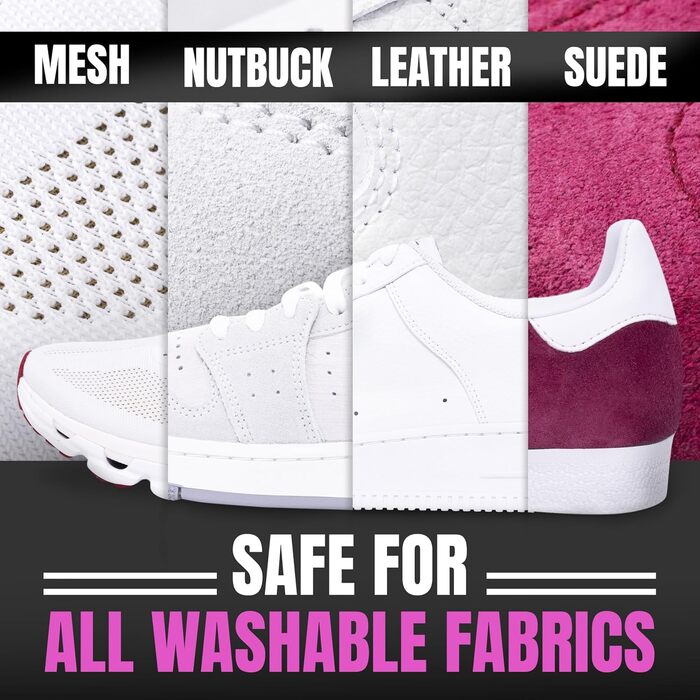 Pink Miracle Shoe Cleaner, Textile Cleaning Solution including Shoe Brush, suitable for Leather, White Fabrics, Nubuck Leather, Golf Shoes, Basketball Shoes, Boots, Sandals, Household and Car Seats, 227 g