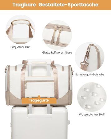 Спортивна сумка LOVEVOOK для жінок, 30L: дорожня сумка з відділенням для взуття та мокрих речей, невелика сумка для залу, плавання, сауни, ручної поклажі для спорту, фітнесу, тренувань та подорожей, водонепроникна, B-beige, Aprikose, 45x24x28cm (30L)