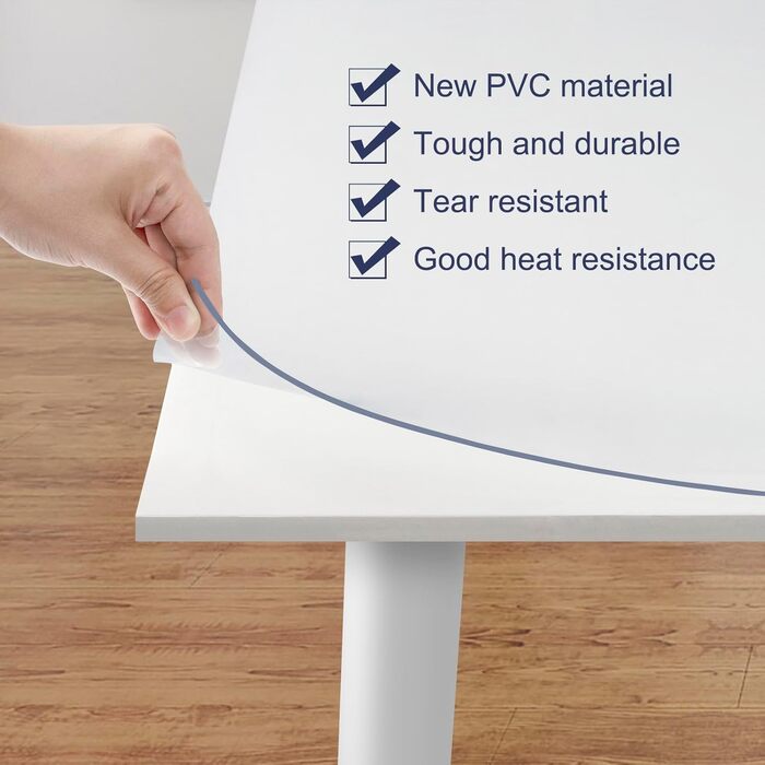 Laneetal Tablecloth Transparent 2 mm, Waterproof PVC Table Cover, Rectangular Washable, Transparent, Heat-Resistant Table Protection, 90x180cm