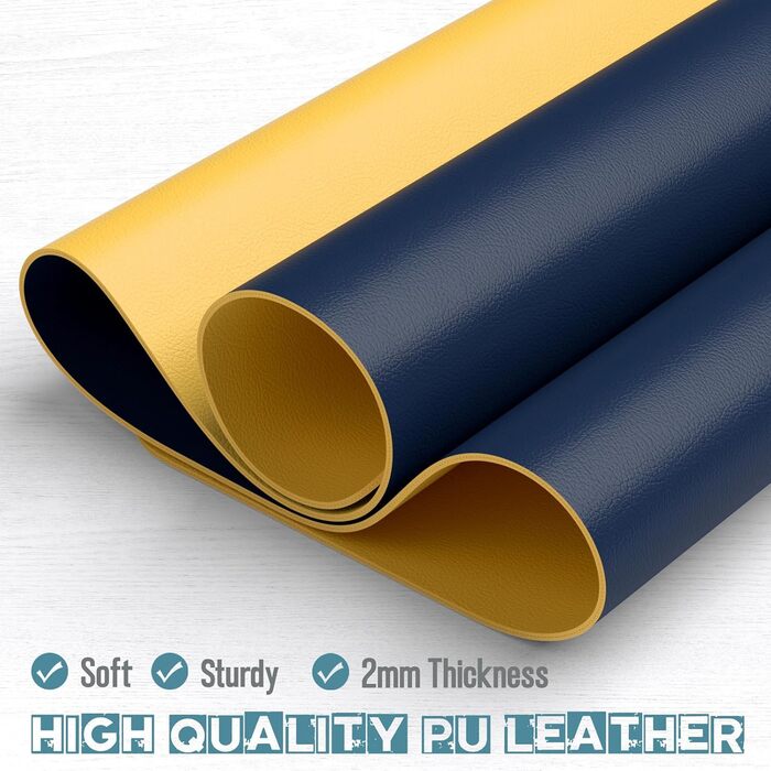 Килимок для столу Hsurbtra 75*36.5 см, PU-шкіра, килимок для миші, захист від води, для офісу та дому (Синьо-жовтий, двосторонній)