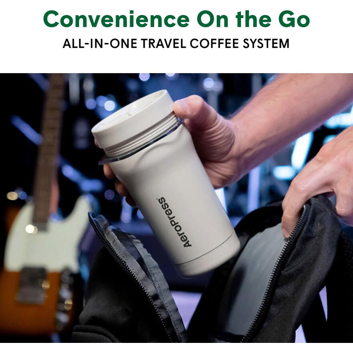 AeroPress Go Plus – портативна кавоварка 3-в-1 для подорожей і кемпінгу, френч-прес, пуровер, еспресо, насичена кава без гіркоти, набір для приготування кави