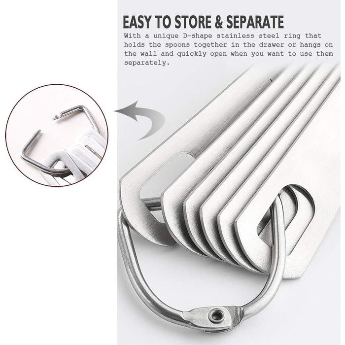 Набір мірних ложок з нержавіючої сталі Merecho (6 шт.) - для випічки, сухої їжі та рідини