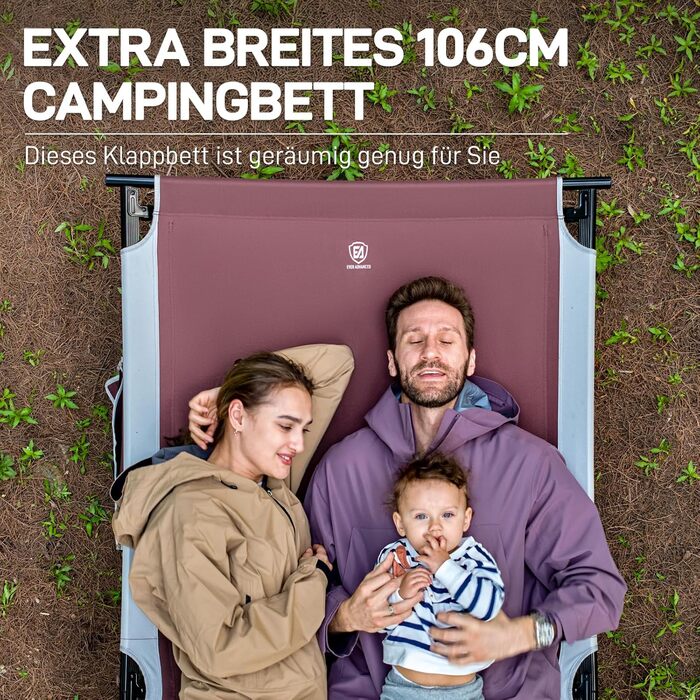 Розкладне ліжко EVER ADVANCED для кемпінгу: велике, стабільне, 214x106 см, до 300 кг, для відпочинку на природі та вдома