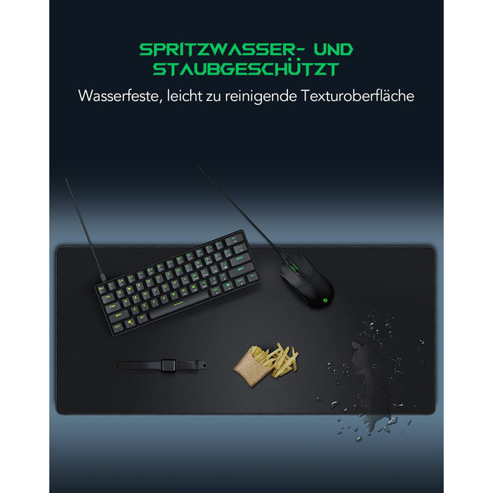 Чорний ігровий килимок Black Shark XL 900x400 мм з вологостійким покриттям та антиковзаючою основою