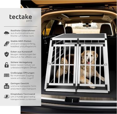 Транспортна переноска для собак tectake® Double XL - переноска для 2 собак, алюміній, 97 x 90 x 69,5 см