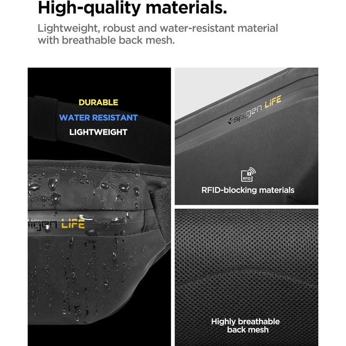 Чоловіча та жіноча поясна сумка Spigen Klasden Bauchtasche для подорожей, спорту та активного відпочинку - чорна