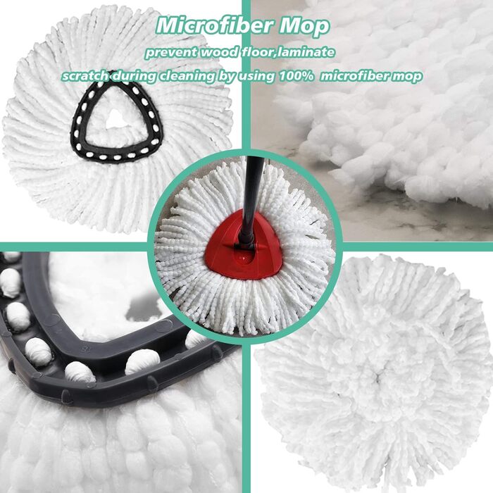 8 Pack Spin Mop Replacement Heads, 360 Degree Spinning Mop Replace Head, 100% Microfiber Mop Head Replacement Compatible with Triangle Spin Mop for Floor Cleaning