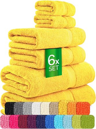 Набір рушників éterea Carli Frottee: 6 шт. (2x 70x140 см + 4x 50x100 см), 100% бавовна, Oeko-Tex, 500 GSM, сірий & блакитний