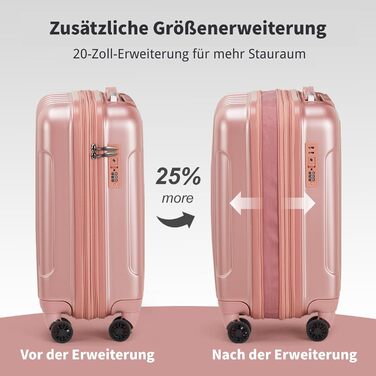 Набір валіз LALAHO 3 шт. з жорстким корпусом, великий дорожній набір, валізи з колесами, ABS+PC, ручна поклажа, набір валіз з жорстким корпусом, м'ятно-зелений (рожеве золото)