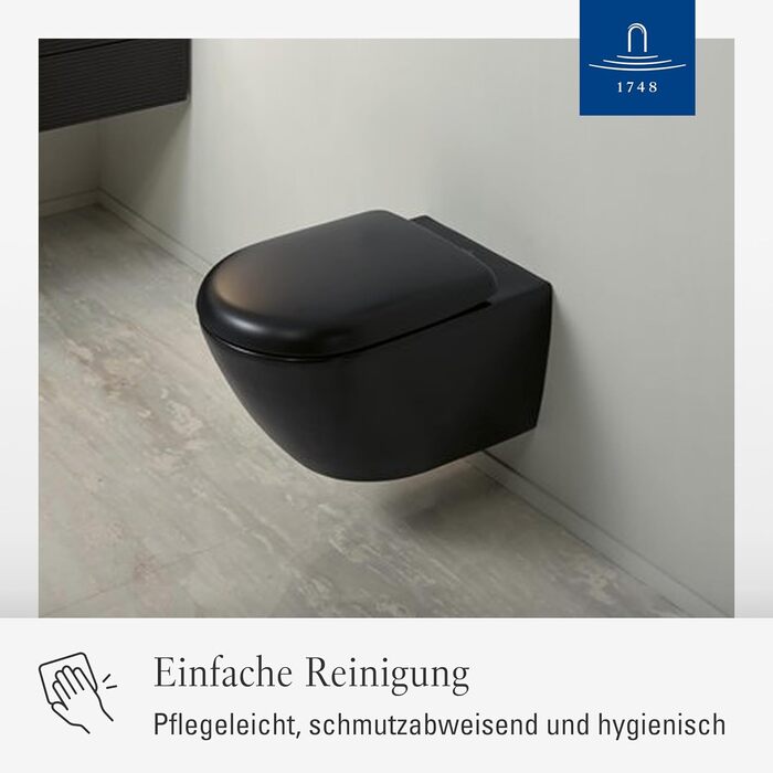 Сидіння для унітаза Villeroy & Boch O.novo D-подібне з мікроліфтом (SoftClose), Duroplast, матовий чорний