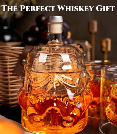 Whiskey Decanter and Whiskey Glasses Set, 750ML Whiskey Decanter Gifts for Men, Whiskey Set for Bourbon, Single Malt, Jameson, Irish, Wine, Scotch, Brandy (Bottle Set)