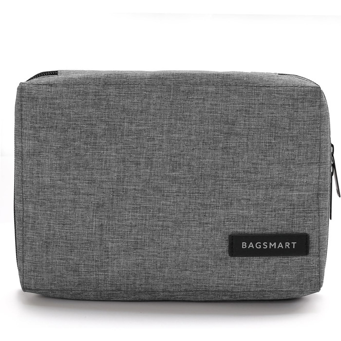 Органайзер для електроніки Bagsmart: чохол для кабелів, powerbank, USB-накопичувачів, SD-карт (рожевий/сірий)