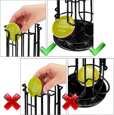 Органайзер для кавових капсул STARVAST для Dolce Gusto, обертовий тримач на 24 капсули, підставка для зберігання кави, чорний, 330 x 130 мм